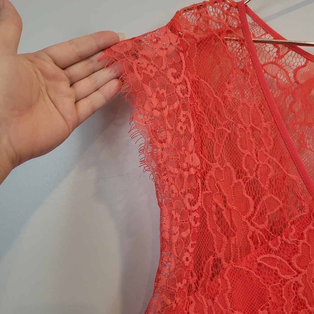 Torrid Lace V Neck Skater Dress Pink - Picture 8 of 9